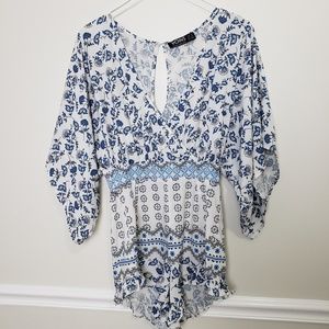 Floral Blue Romper Size 6